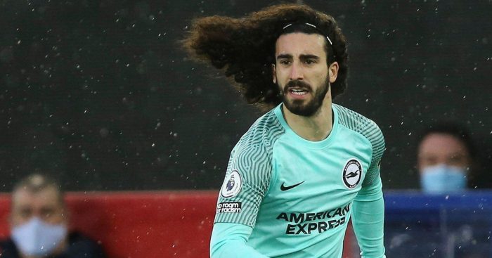 Marc Cucurella of Brighton and Hove Albion in action. Premier League match, Everton v Brighton & Hove Albion at Goodison Park