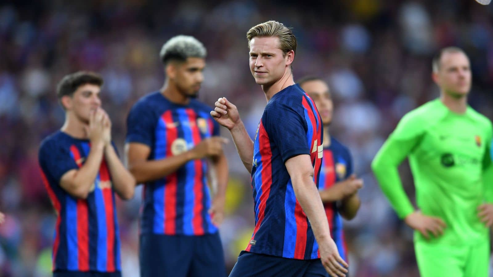 Frenkie de Jong, FC Barcelona Frenkie de Jong (21) of FC Barcelona before the match between FC Barcelona and Pumas UNAM corresponding to the Joan Gamper trophy at Camp Nou Stadium