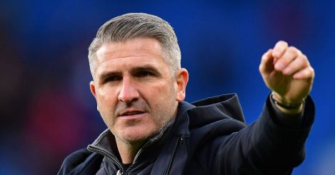 Ryan Lowe Preston North Ends Manager salutes the travelling supporters