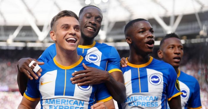 Leandro Trossard, Moises Caicedo and Danny Welbeck