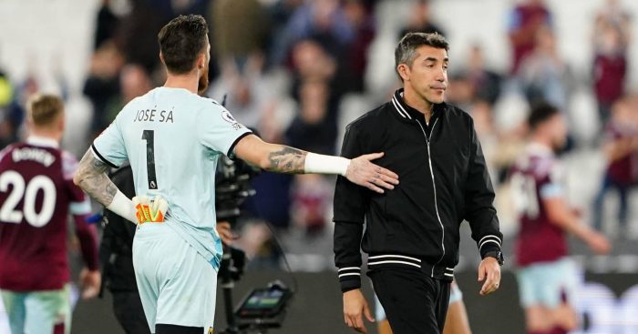 Wolves goalkeeper Jose Sa and manager Bruno Lage