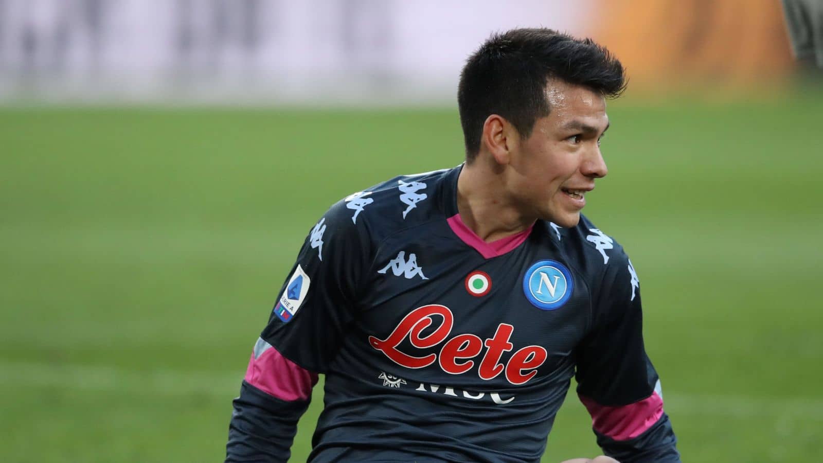 Hirving Lozano of SSC Napoli reacts after missing a chance to score during the Serie A match at Allianz Stadium, Turin