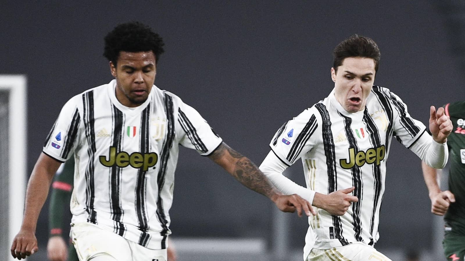 Weston McKennie and Federico Chiesa pictured during Juventus match against Crotone, February 2022 Weston McKennie and Federico Chiesa