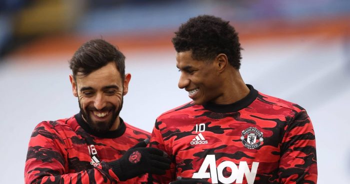 Bruno Fernandes and Marcus Rashford of Man Utd