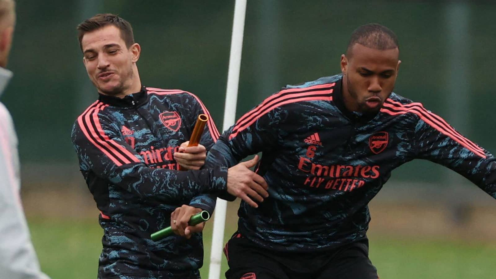 Cedric Soares, Gabriel Magalhaes, Arsenal, October 2022 Cedric Soares, Gabriel Magalhaes, Arsenal, October 2022