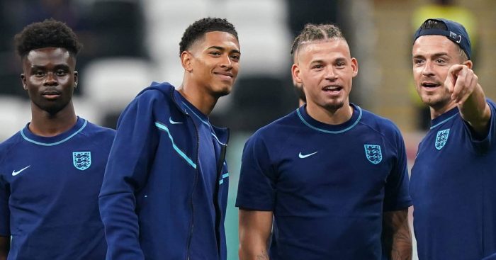 Jude Bellingham, Kalvin Phillips, Jack Grealish, Bukayo Saka, England, November 2022