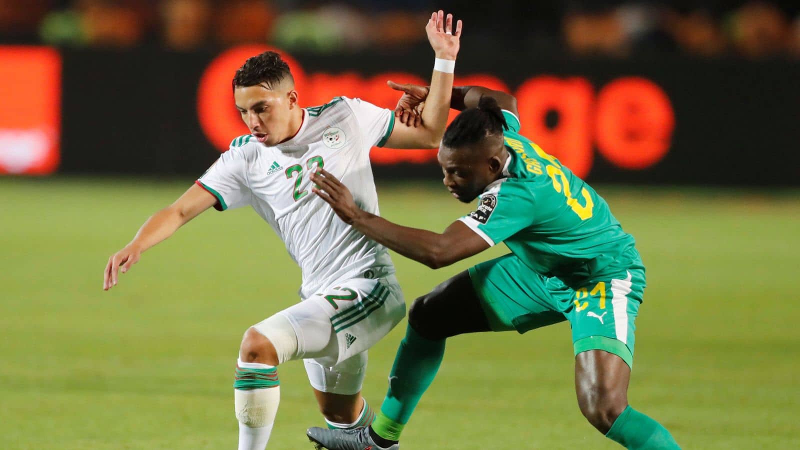 Ismael Bennacer in action with Senegal's Lamine Gassama Ismael Bennacer of Algeria in action with Senegal's Lamine Gassama