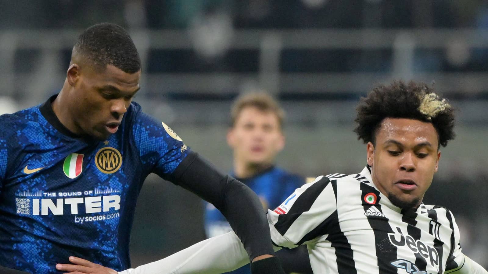 Weston McKennie, Denzel Dumfries, Juventus v Inter Milan, January 2022