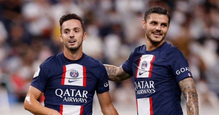 PSG forwards Pablo Sarabia and Mauro Icardi