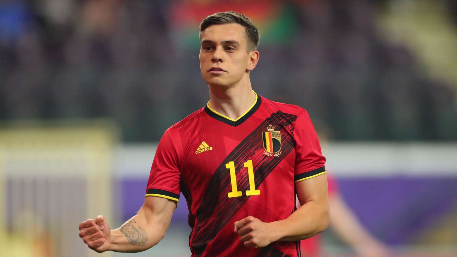 Leandro Trossard celebrating for Belgium Leandro Trossard