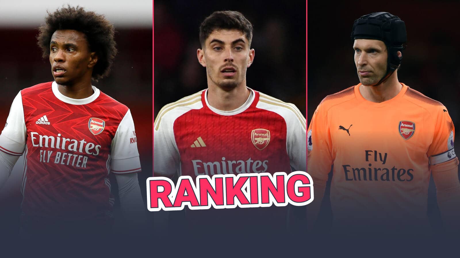 Willian, Kai Havertz and Petr Cech playing for Arsenal