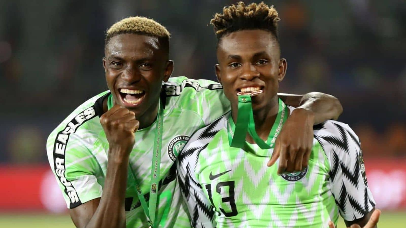 Victor Osimhen and Samuel Chukwueze of Nigeria