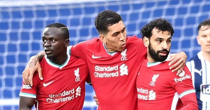 Sadio Mane, Roberto Firmino and Mo Salah, Liverpool
