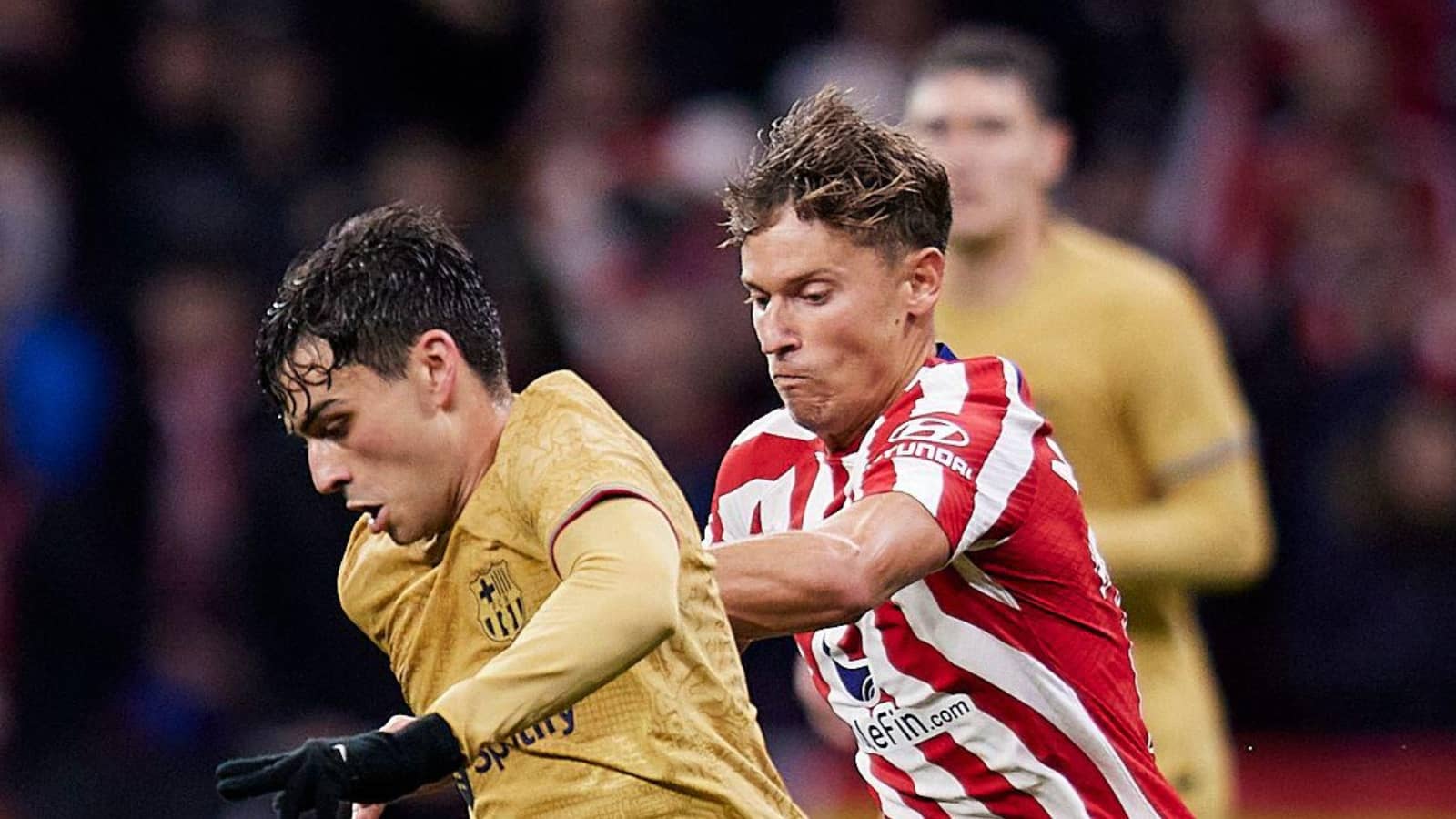 Marcos Llorente and Pedri, Atletico Madrid vs Barcelona