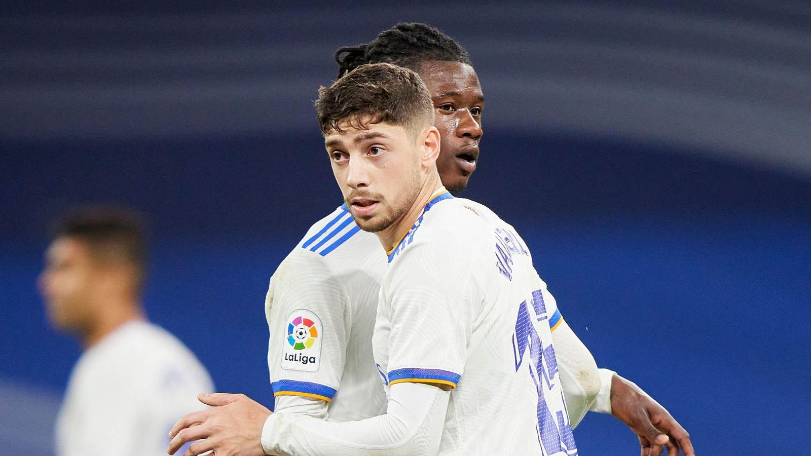 Federico Valverde and Edouardo Camavinga of Real Madrid