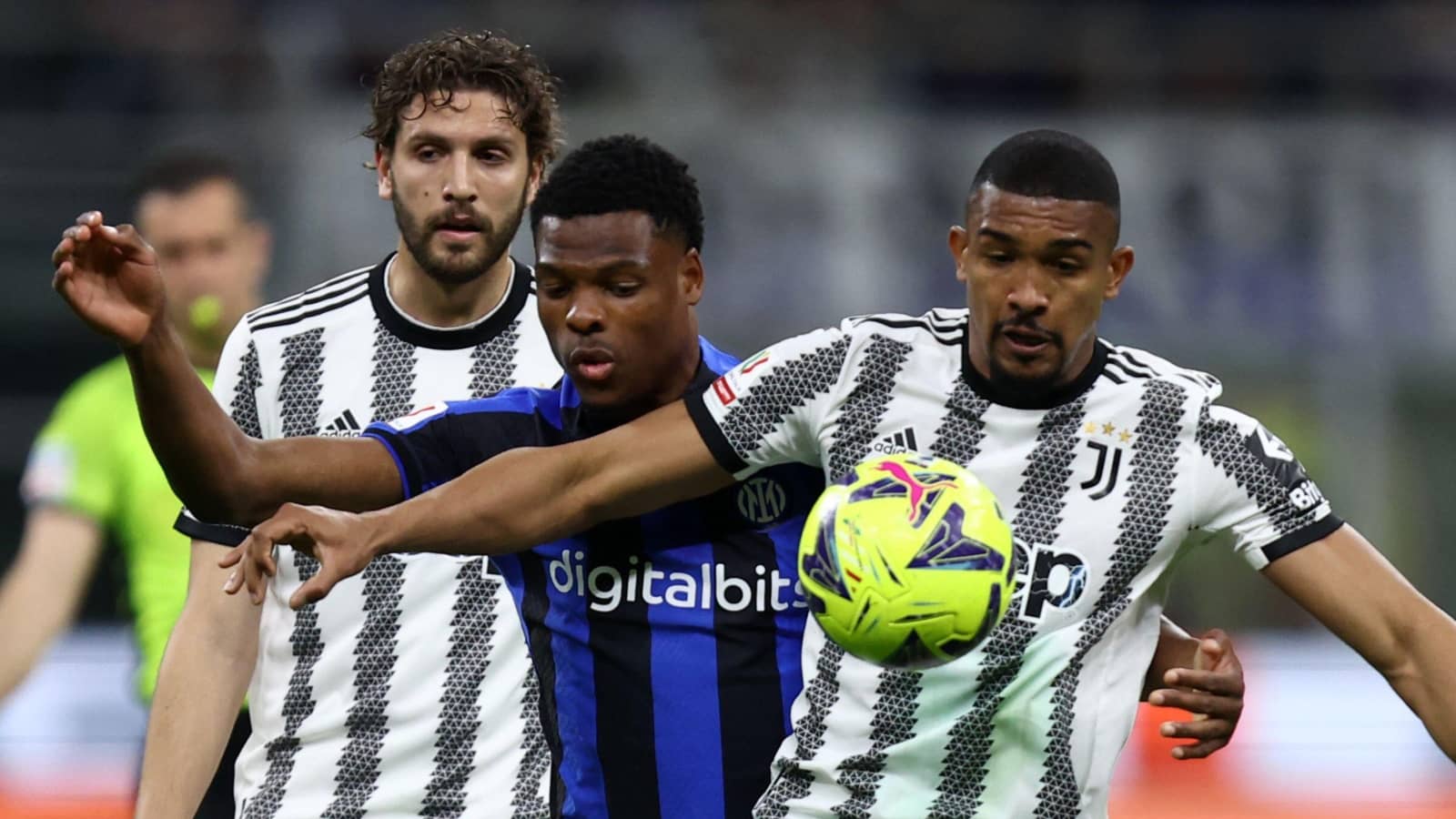 Manuel Locatelli, Denzel Dumfries and Gleison Bremer, Juventus vs Inter