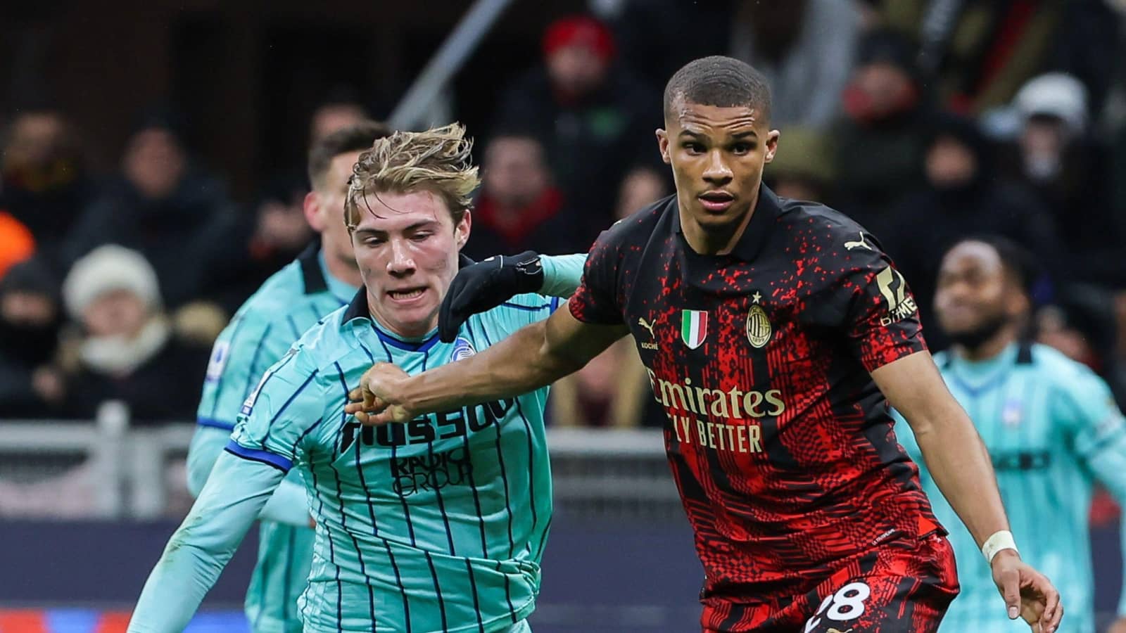 Rasmus Hojlund and Malick Thiaw, Atalanta vs Milan