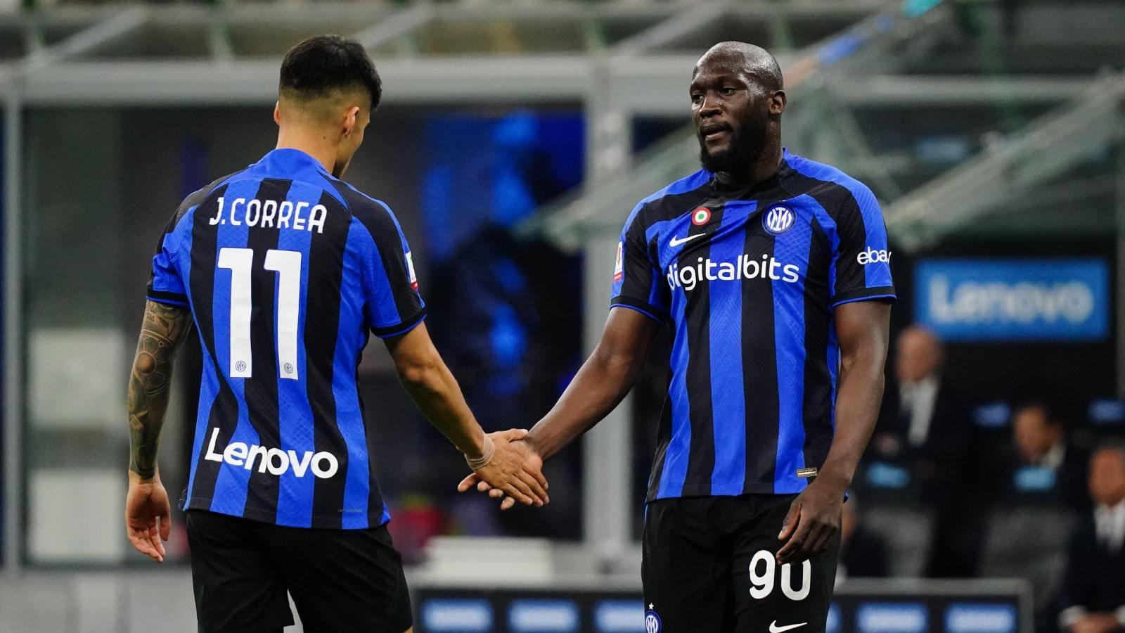 Joaquin Correa and Romelu Lukaku of Inter Milan