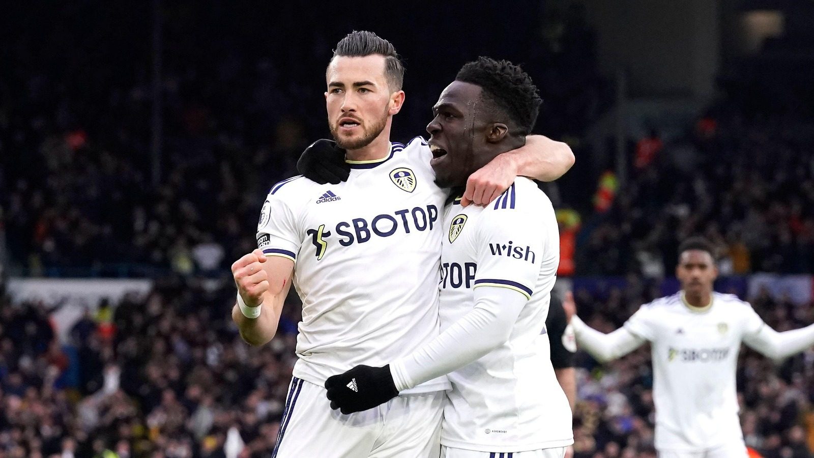 Jack Harrison and Wilfried Gnonto of Leeds