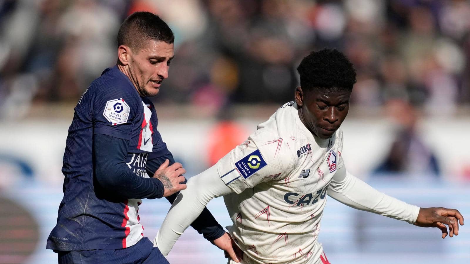 Marco Verratti and Carlos Baleba