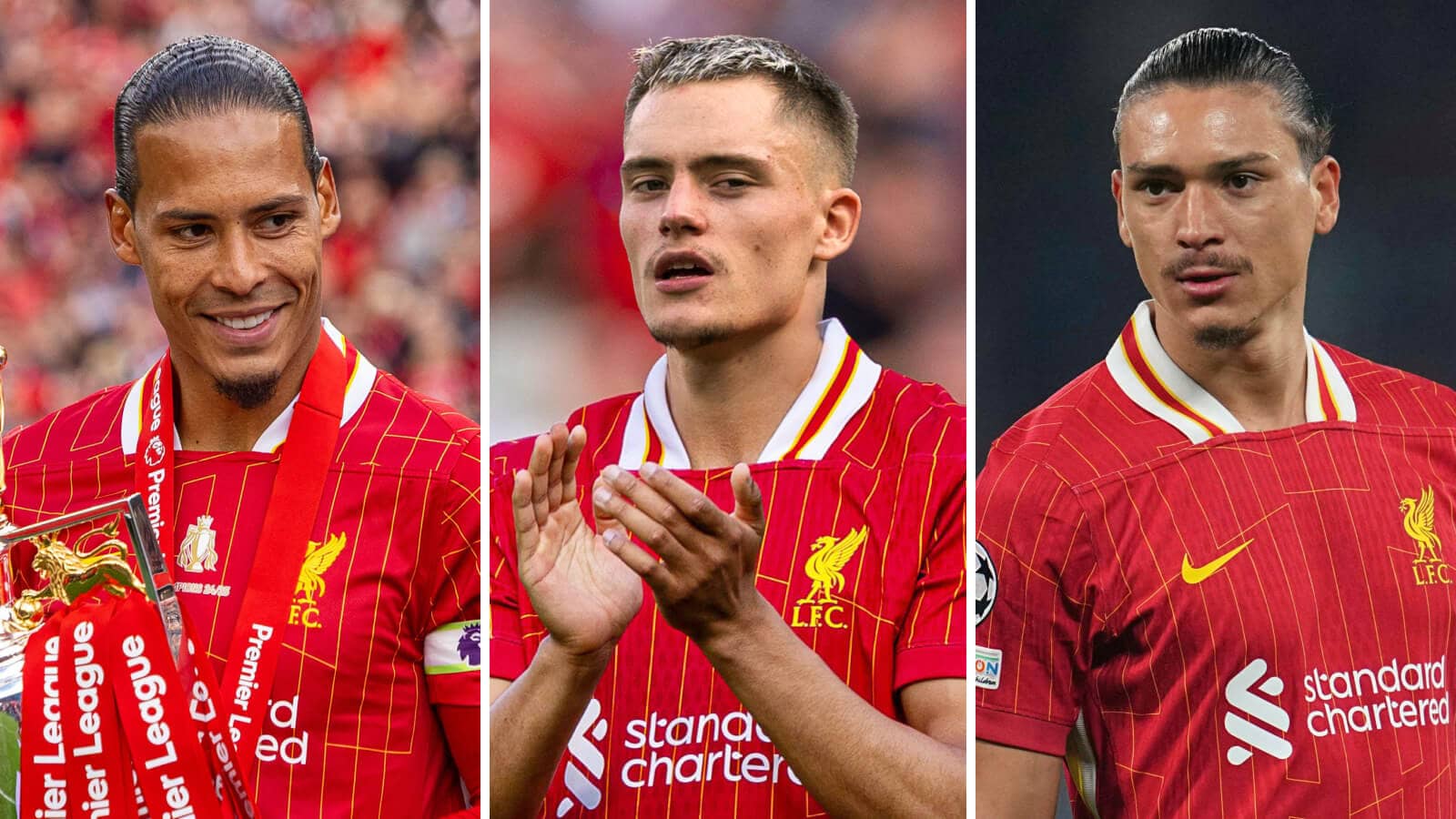 Virgil van Dijk, Florian Wirtz and Darwin Nunez