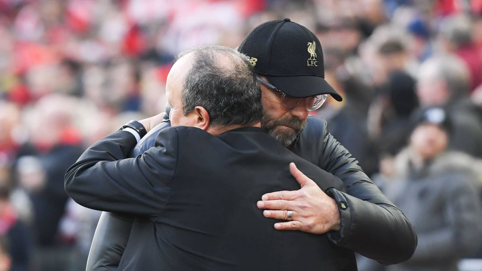 Liverpool manager Jurgen Klopp and Rafael Benitez