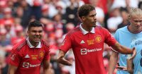 Casemiro and Raphael Varane of Man Utd
