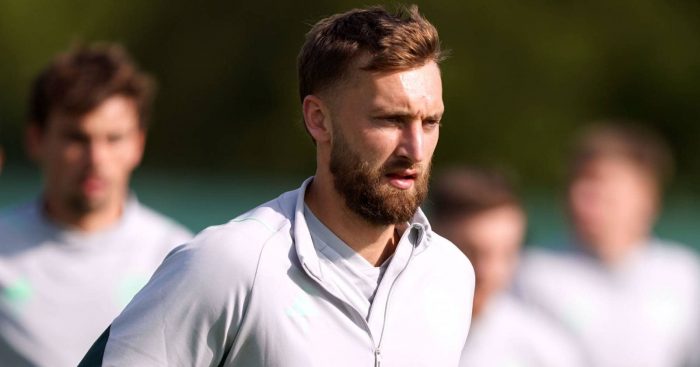 Nat Phillips training with Celtic