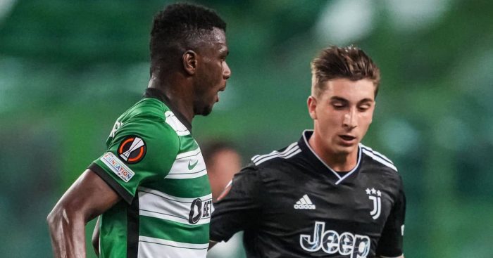 Sporting defender Ousmane Diomande and Juventus midfielder Fabio Miretti