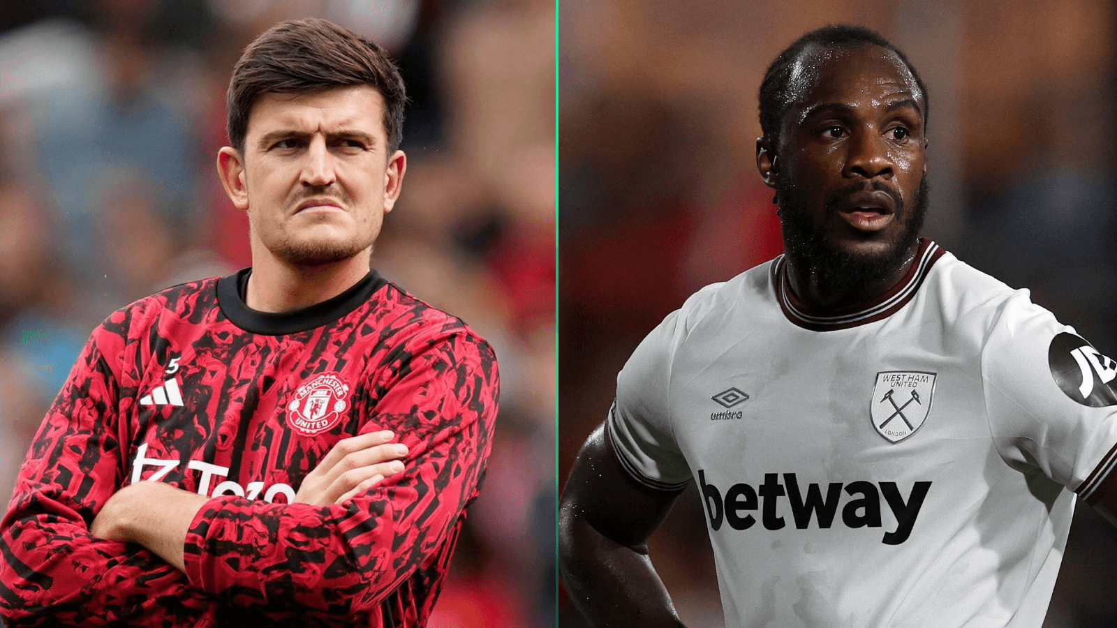 Man Utd centre-back Harry Maguire and West Ham striker Michail Antonio