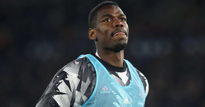Former Man Utd midfielder Paul Pogba warms up for Juventus