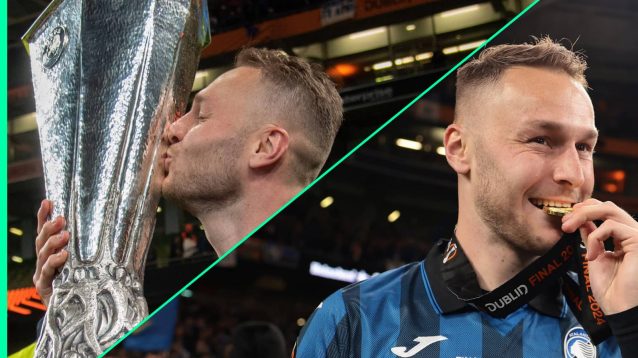 Teun Koopmeiners celebrating winning the Europa League
