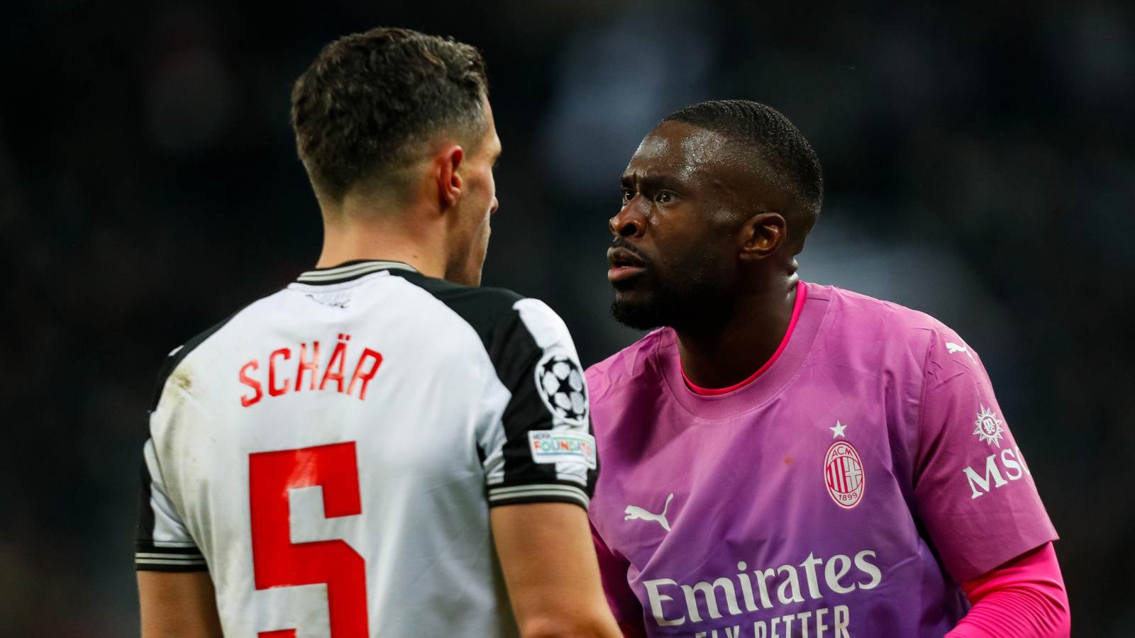 AC Milan star Fikayo Tomori in action against Newcastle