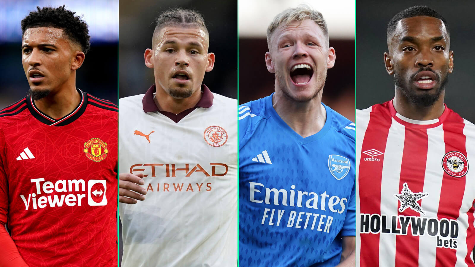 Jadon Sancho, Kalvin Phillips, Aaron Ramsdale and Ivan Toney