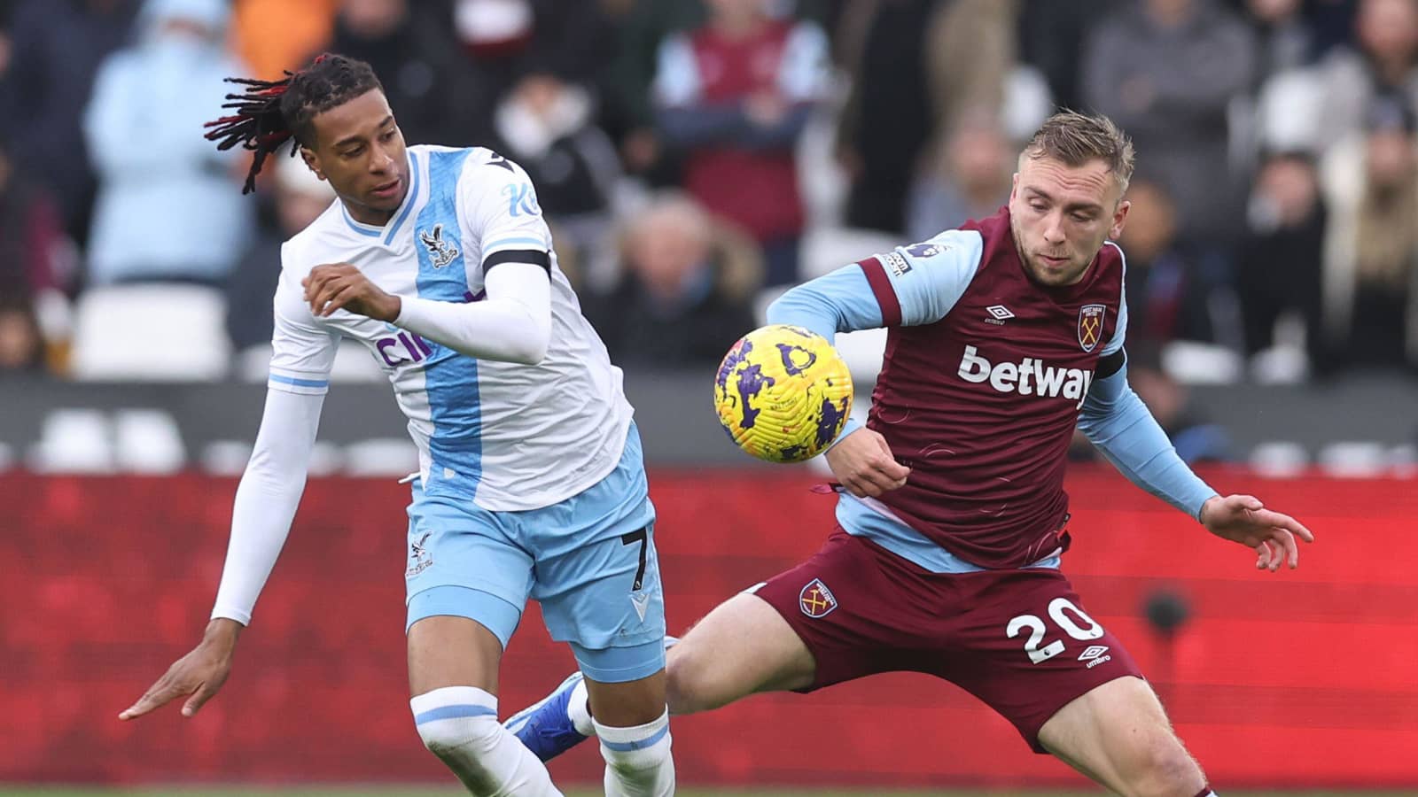 Crystal Palace winger Michael Olise, West Ham winger Jarrod Bowen