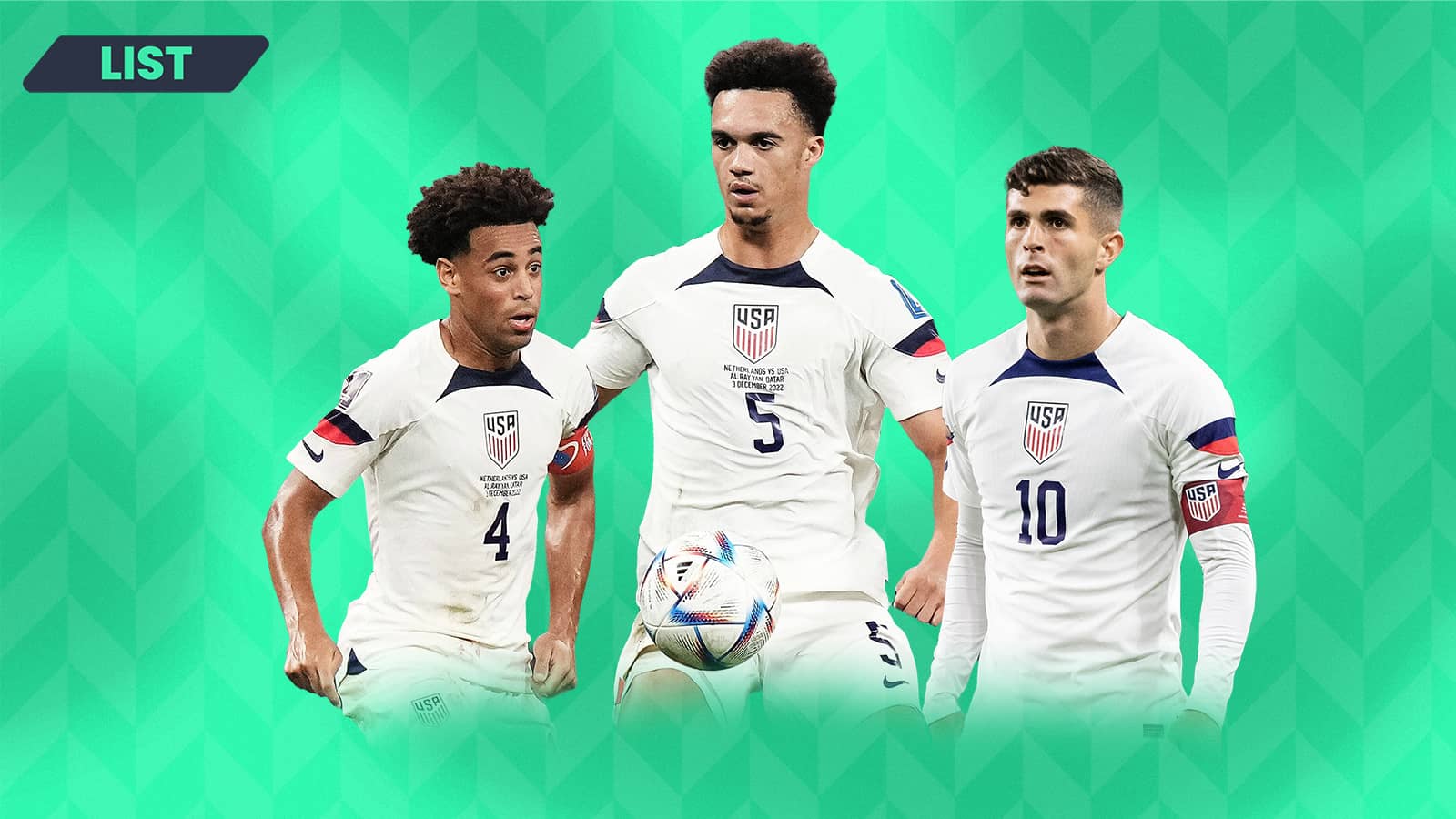 Tyler Adams, Antonee Robinson and Christian Pulisic