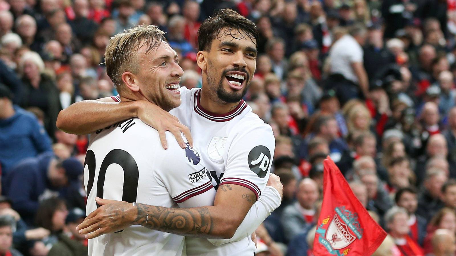 In-demand West Ham star Lucas Paqeuta celebrates a goal with Jarrod Bowen