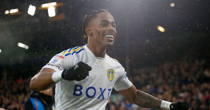Crysencio Summerville of Leeds United celebrates his goal during the Sky Bet Championship match between Leeds United and Rotherham United
