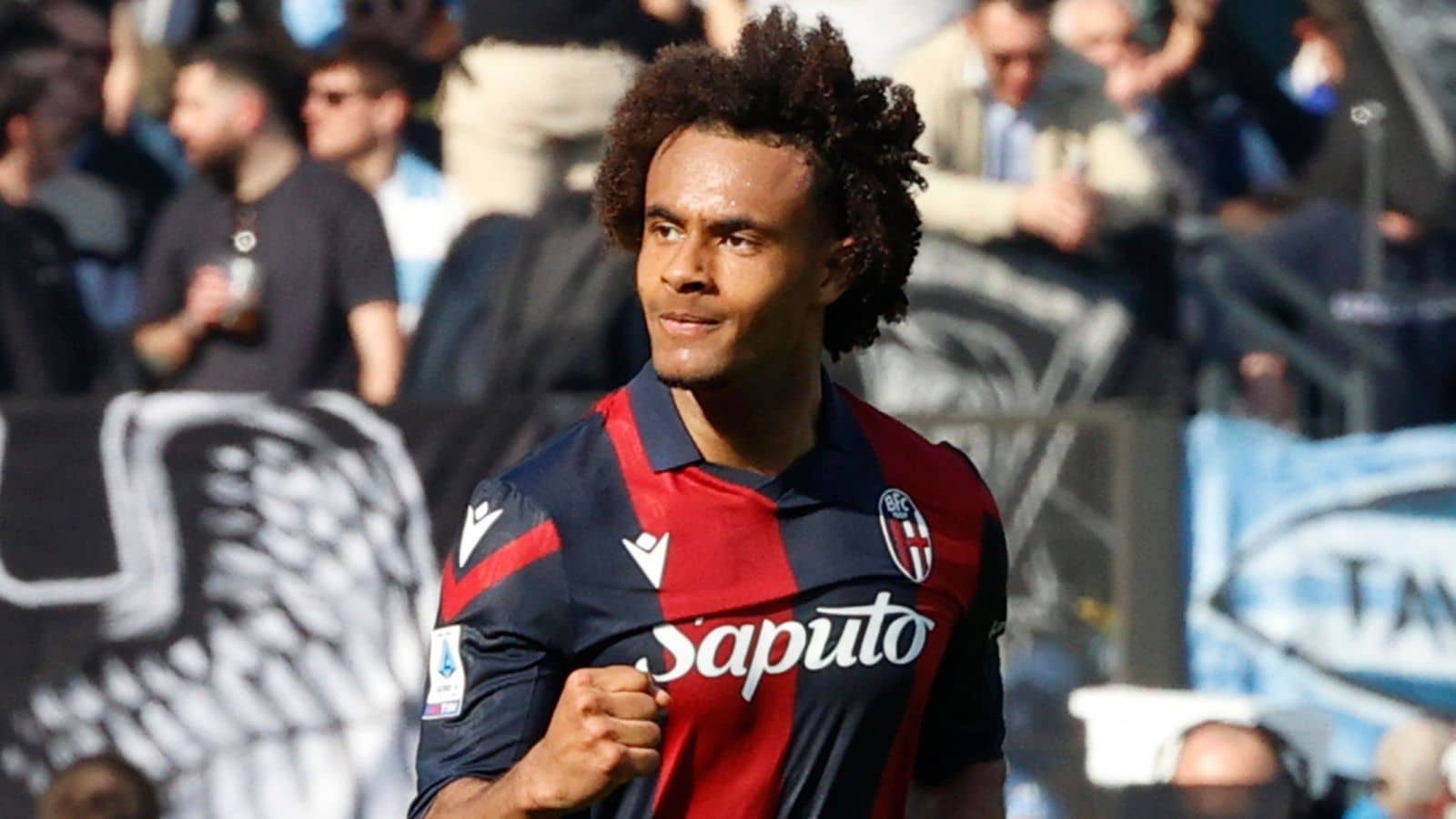 Joshua Zirkzee celebrating for Bologna