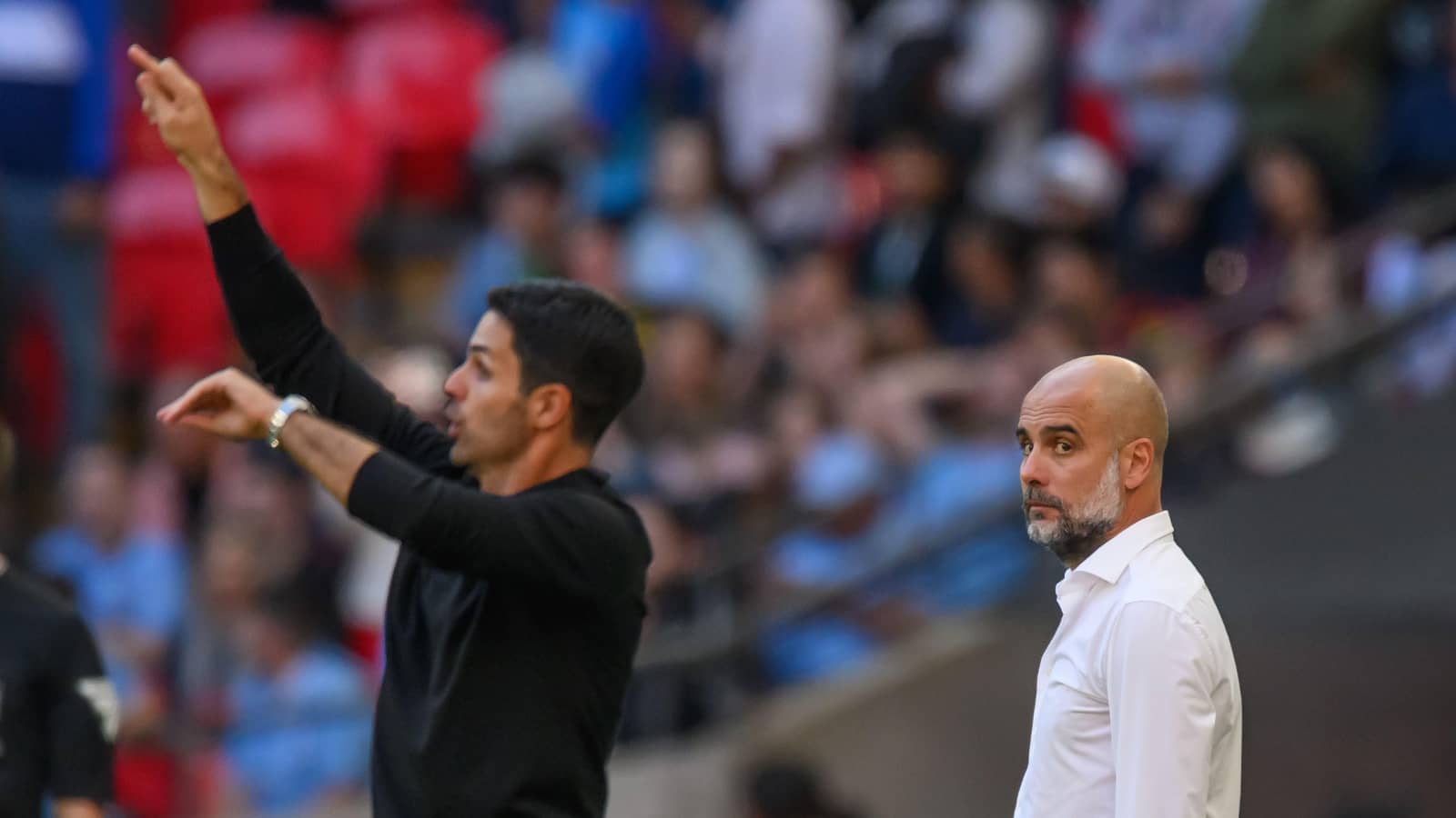 Man City boss Pep Guardiola, Mikel Arteta of Arsenal