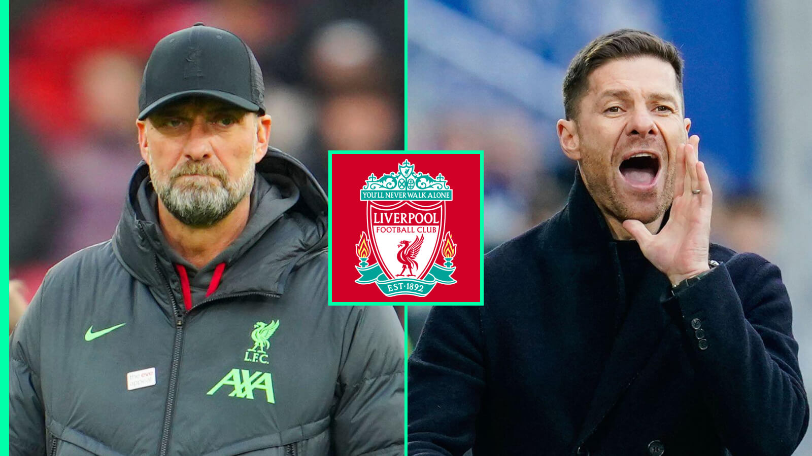 Liverpool manager Jurgen Klopp, Bayer Leverkusen manager Xabi Alonso