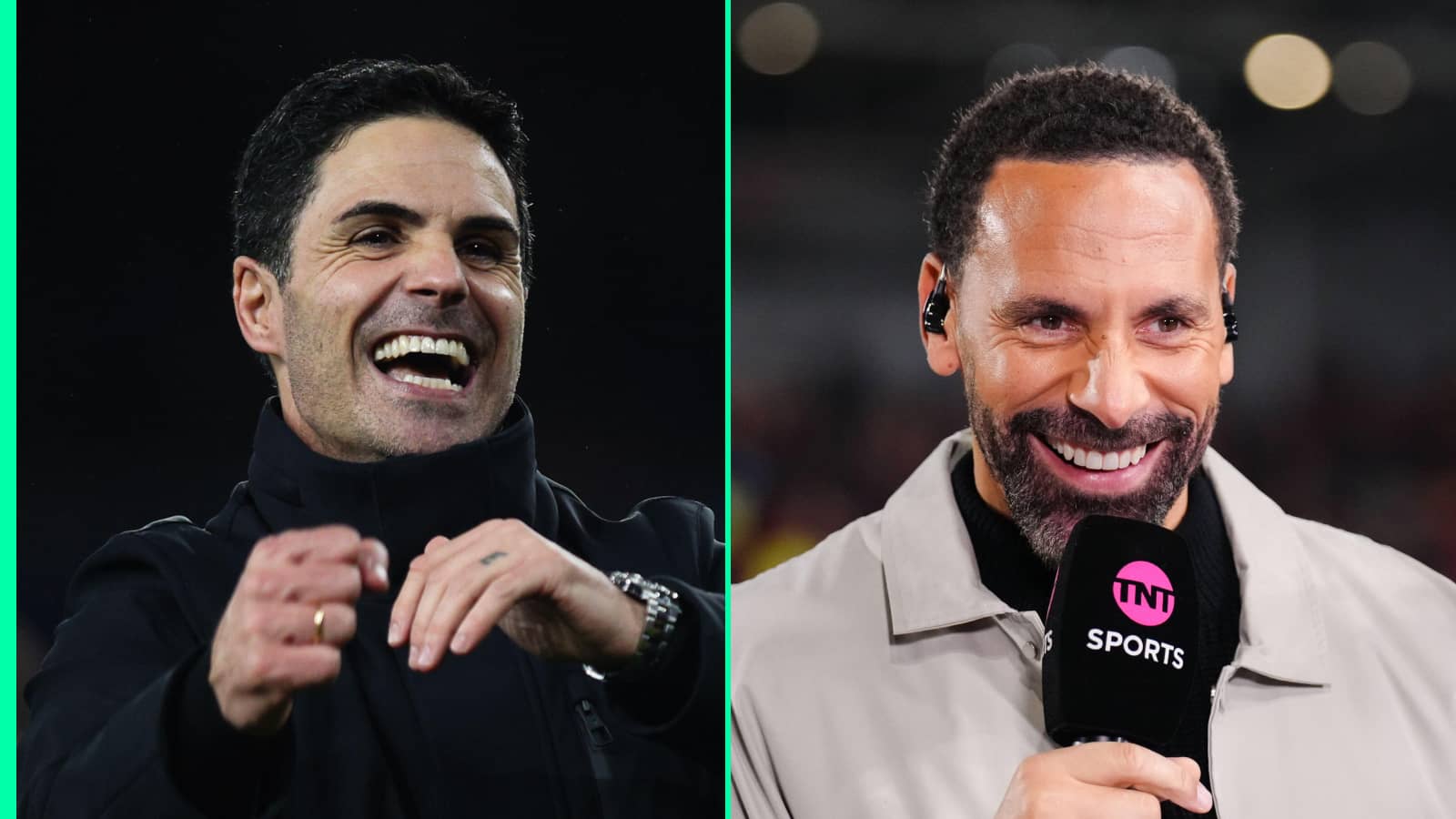 Arsenal boss Mikel Arteta and Rio Ferdinand