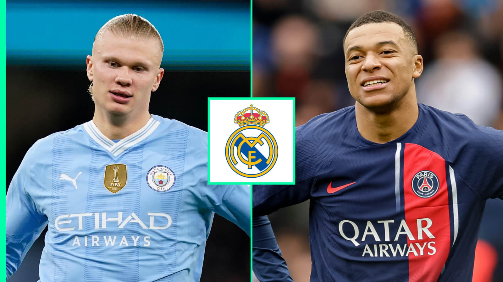 Man City striker Erling Haaland could join up with Kylian Mbappe at Real Madrid
