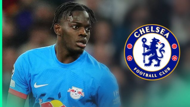 Castello Lukeba and the Chelsea badge