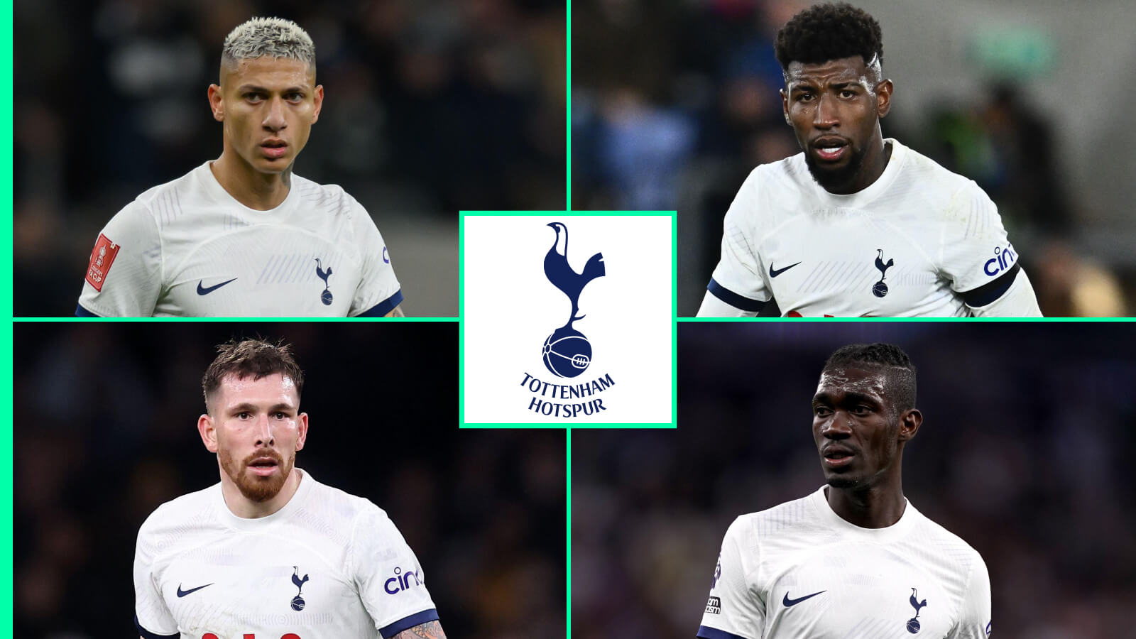 Tottenham stars Richarlison, Emerson Royal, Pierre-Emile Hojbjerg and Yves Bissouma