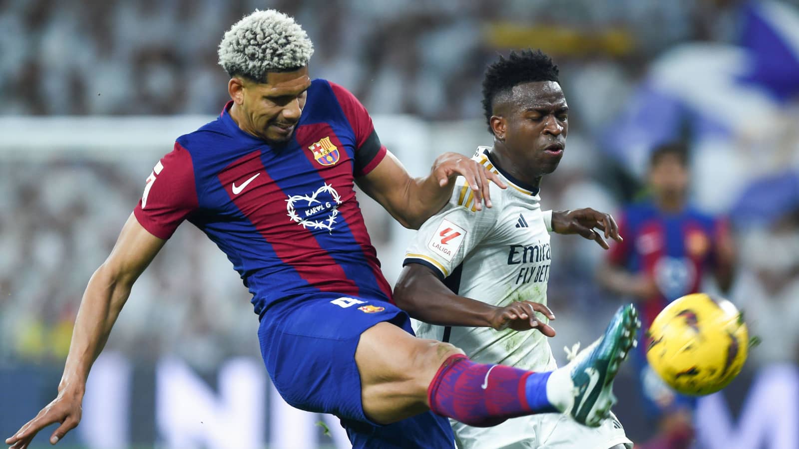 Barcelona defender Ronald Araujo, Real Madrid winger Vinicius Jr