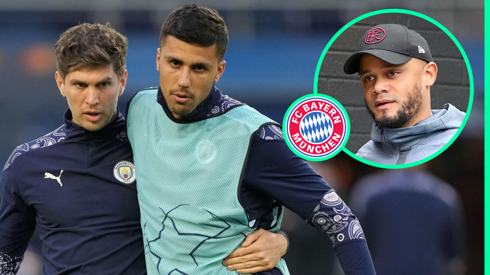 John Stones, Rodri and Vincent Kompany, Man City and Bayern