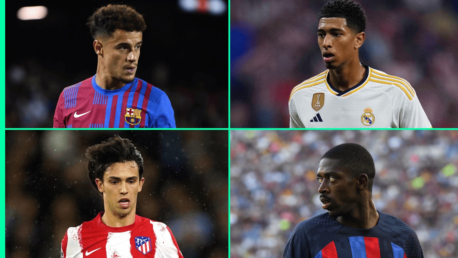 Philippe Coutinho, Jude Bellingham, Joao Felix and Ousmane Dembele
