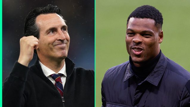 Unai Emery and Denzel Dumfries, Aston Villa