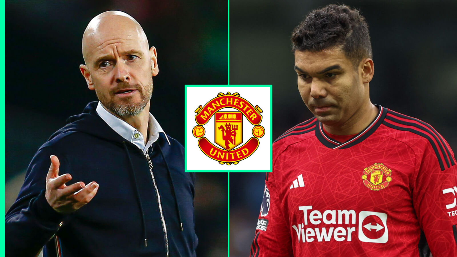 Erik ten Hag and Casemiro of Man Utd